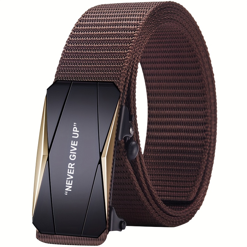Durable Nylon Automatic Buckle Belt for Men Brown