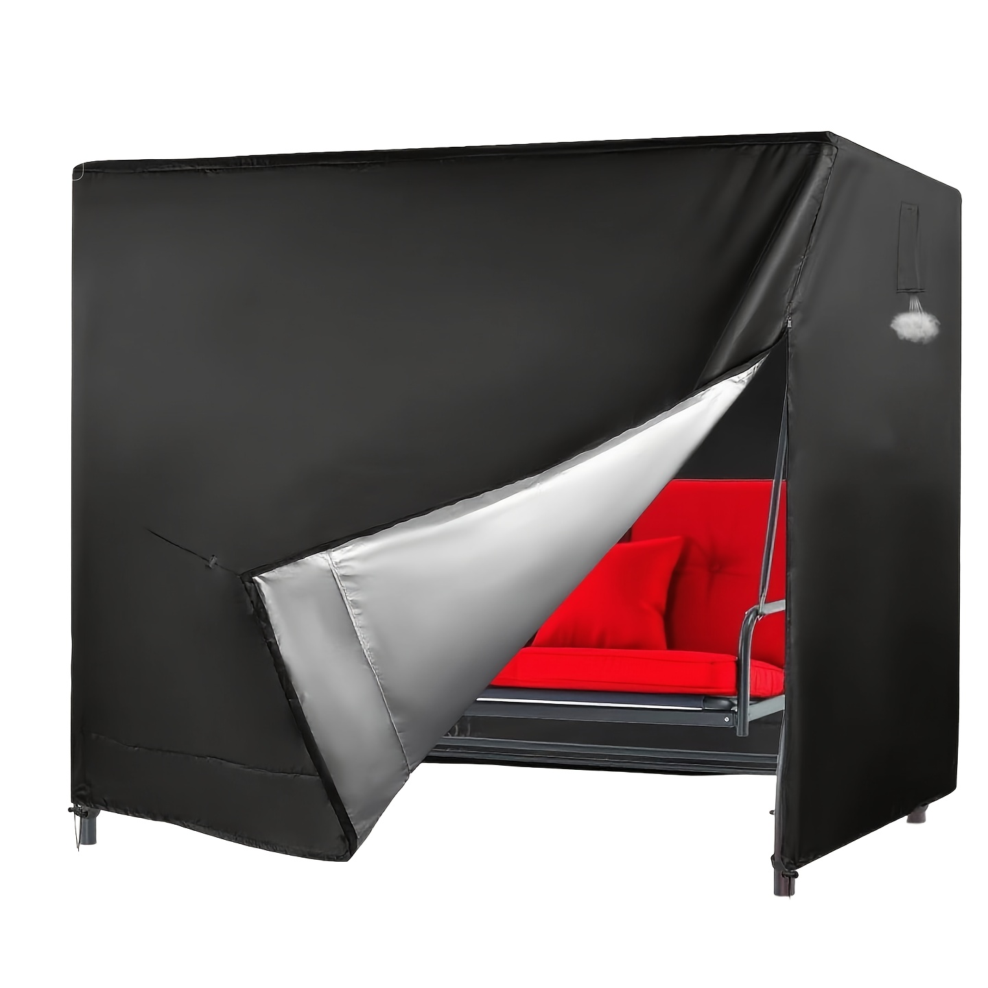 TEMU Large Outdoor Swing & Hammock Canopy Cover With Uv Protection & Shield - Heavy-duty Oxford Fabric 210d, Zippered Closure, Full Enclosure Design