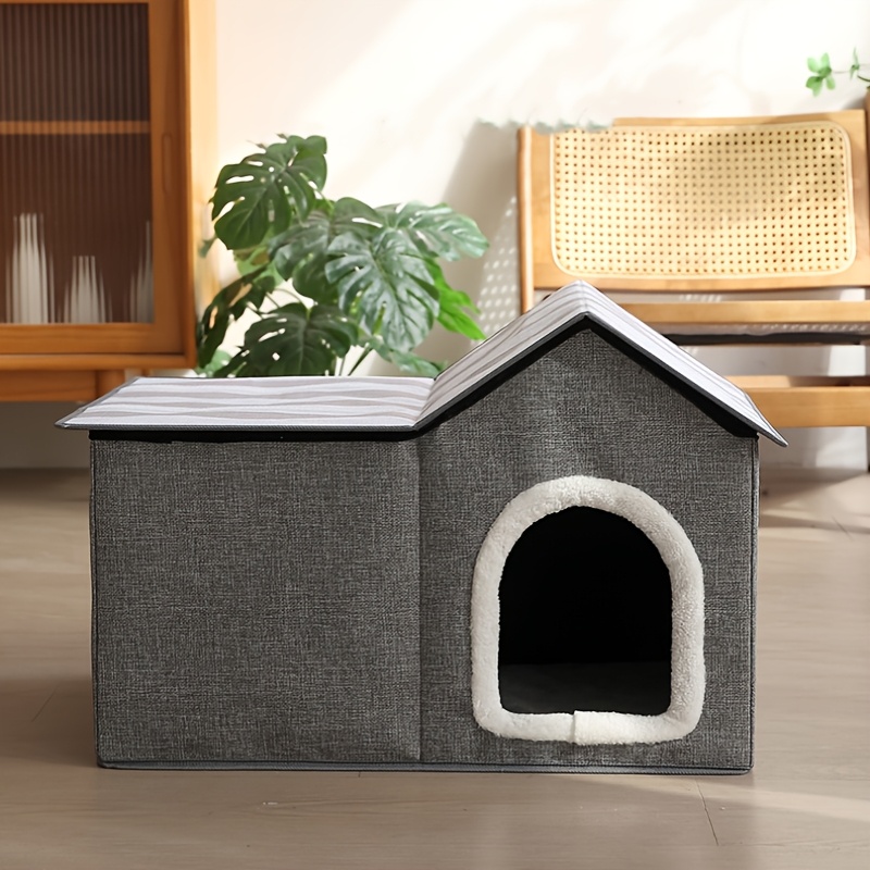 cat bed   universal pet house comfortable sleep cat villa foldable portable cat cottage Product details 5