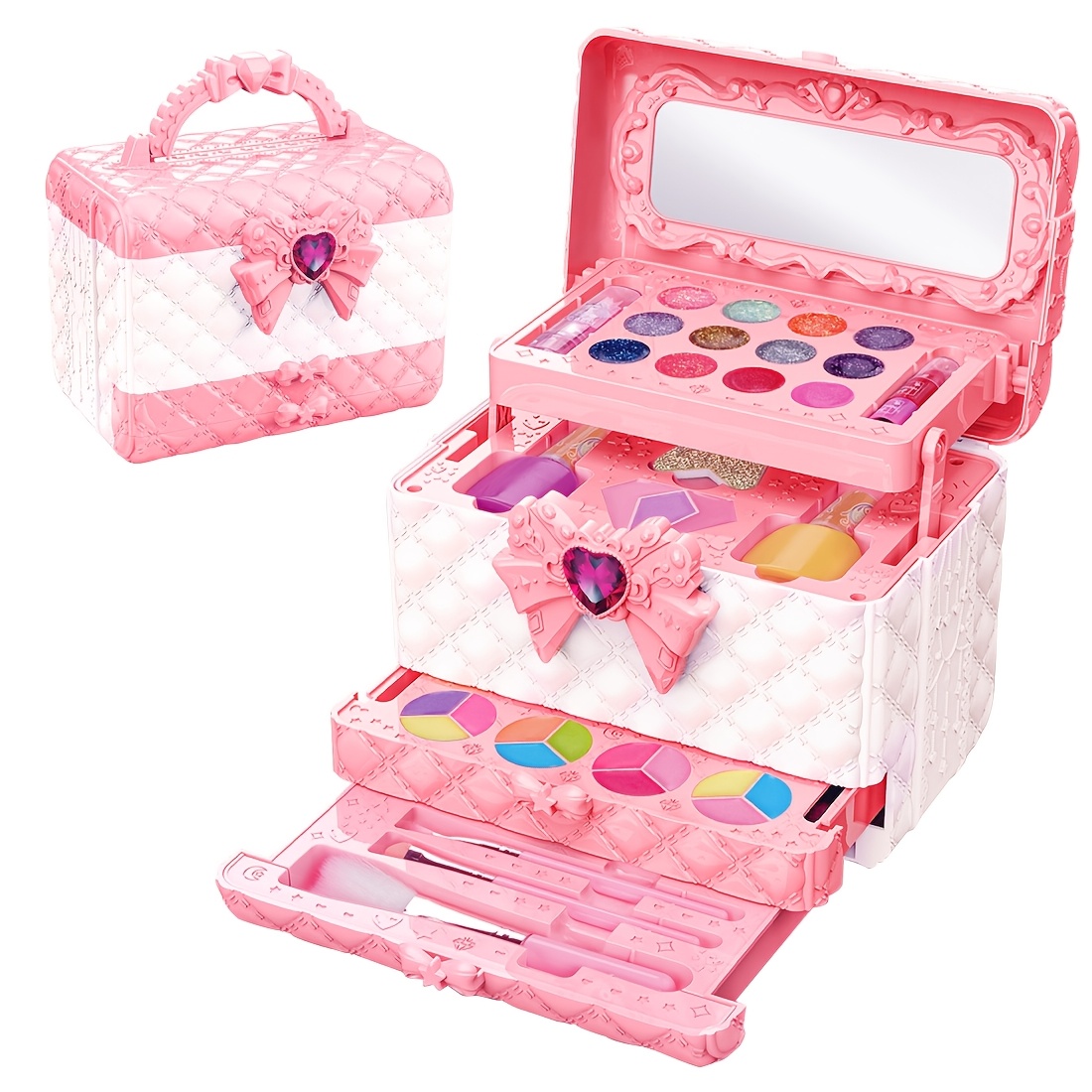 Cosplay Makeup Kit For Girls With Cosmetic Makeup Vanity - Real, Non-toxic, Washable Makeup Kit - Birthday, Easter, 's Day, Girls' Day, Christmas Gifts For Girls And Women Makeup
