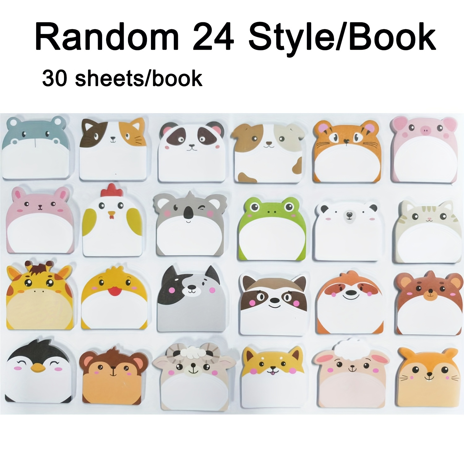 Image of Cute Animal-shaped Sticky Notes, Notepads, Strong Adhesive Index Tabs, Design, Durable Paper, Suitable For Office And Study, Random Styles, Per Pad ,random Style