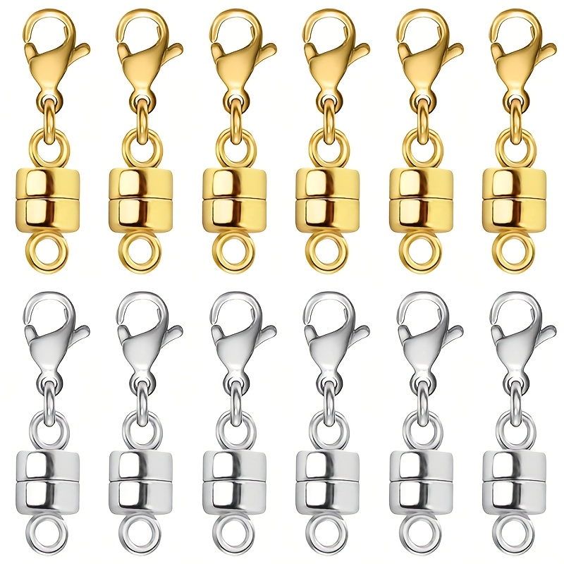 Image of Magnetic Necklace Clasp With Lobster Clasp, Golden And Silvery Magnetic Jewelry Clasps For Necklace Extender Bracelet Closures