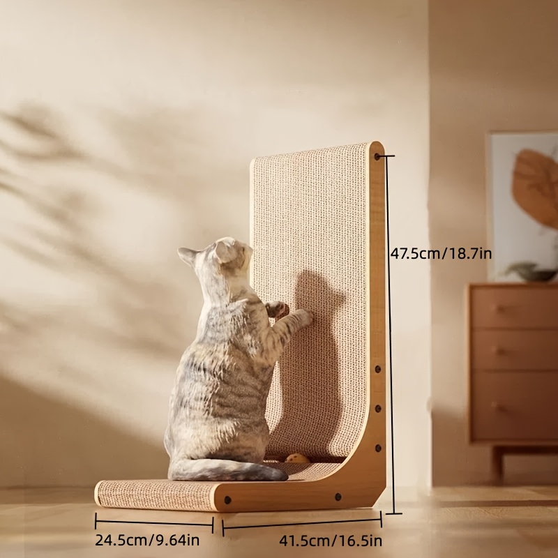 TEMU 1/8pcs L Shaped Cat Scratching Post With Ball Toy, Wall Mounted Cardboard Scratching Mat For Indoor Cats