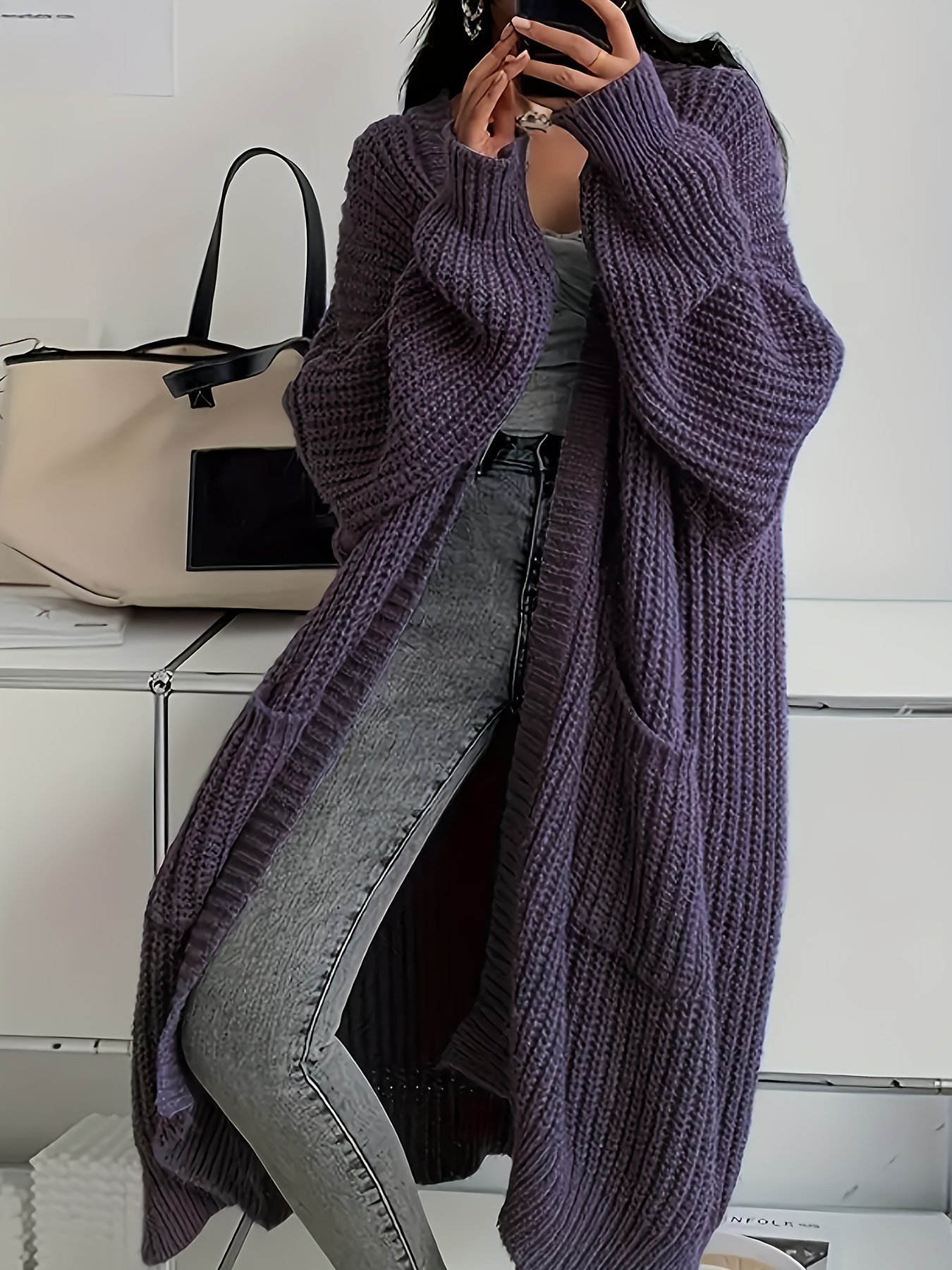 womens long sleeve cardigan elegant sweater non stretchy fabric for fall winter layering office party everyday outfits womens clothing cardigan sweater casual wear textured knitwear fall   design durable material Product details 20