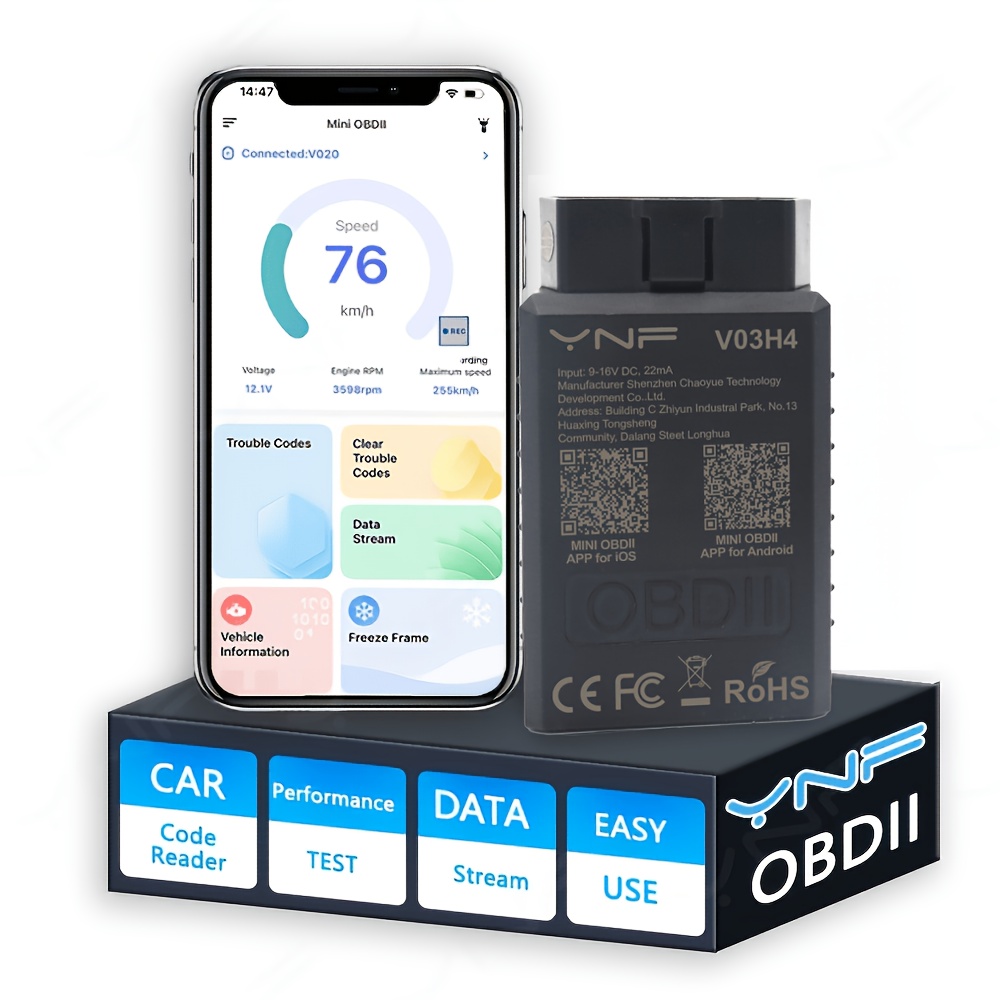 Image of Ynf Scanner Wireless For Ios And Obdii Car Diagnostic Scan Tool Engine Fault Code Reader, Without Battery