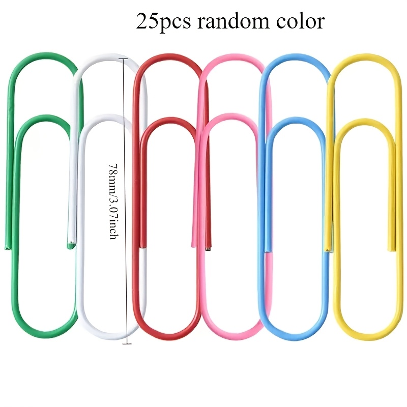 TEMU 25pcs Random Color Large Paper Clips Giant Paper -color Huge Paper Clips Glossy Coating Extra Large Paper Clips For Bookmarks Office School Home