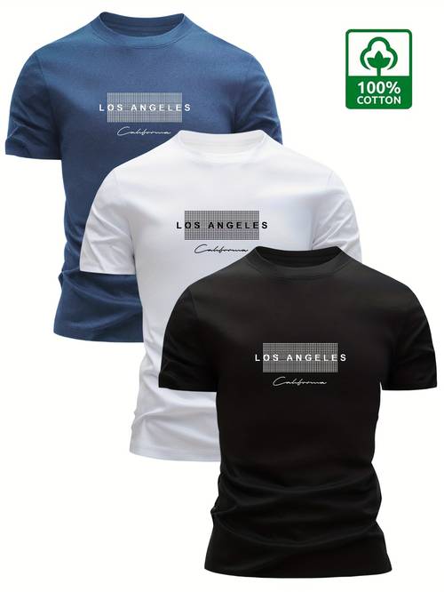 3pcs 100 cotton t shirts fit short sleeve crew neck suitable for sports outdoor breathable summer casual tees with lettering patterns non base for appliques hand washable no