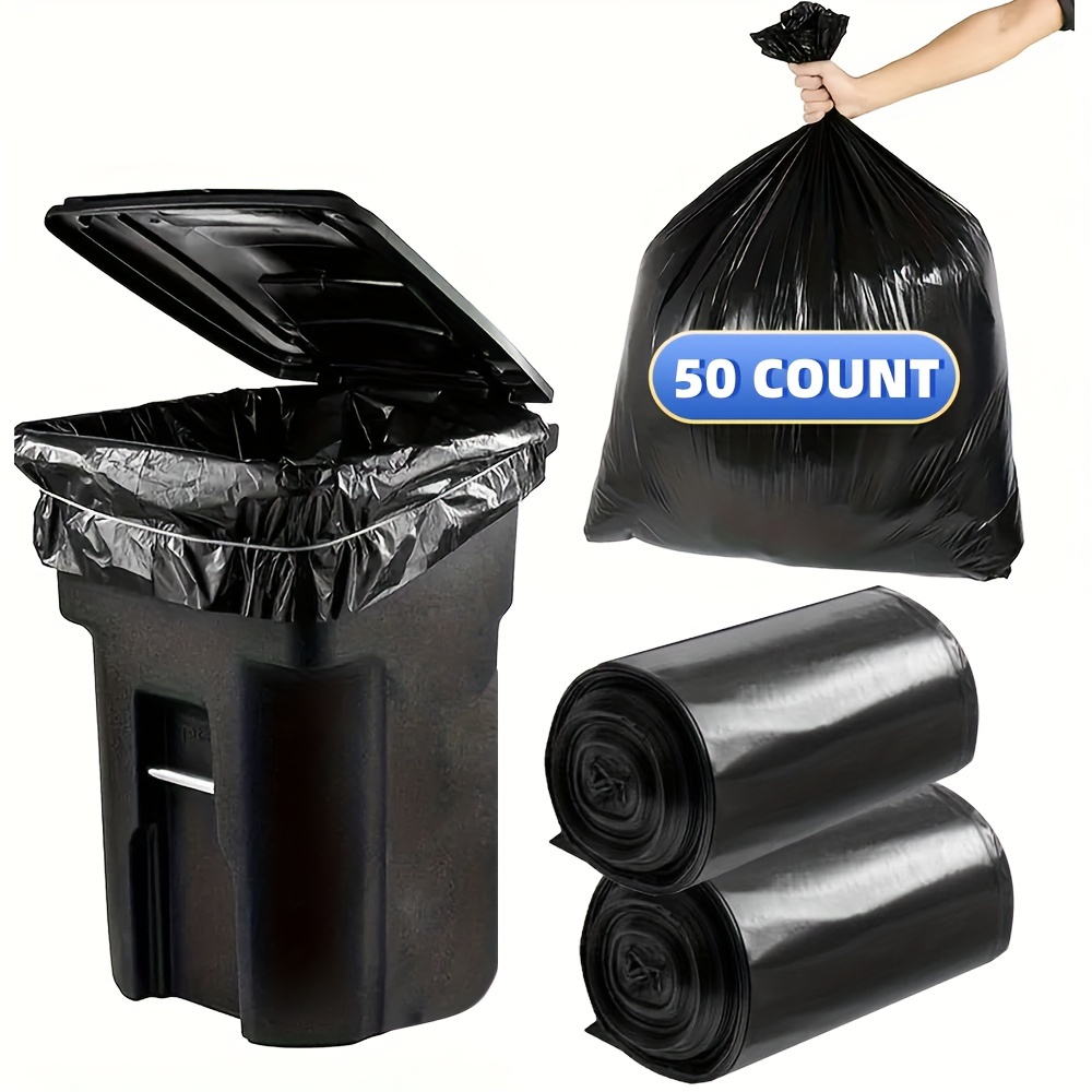 65 gallon plus thickened heavy duty garbage bag tear resistant high quality 25 50 100 150 pack black garbage bag suitable for yard garbage storage garbage disposal outdoor camping garbage collection details 6