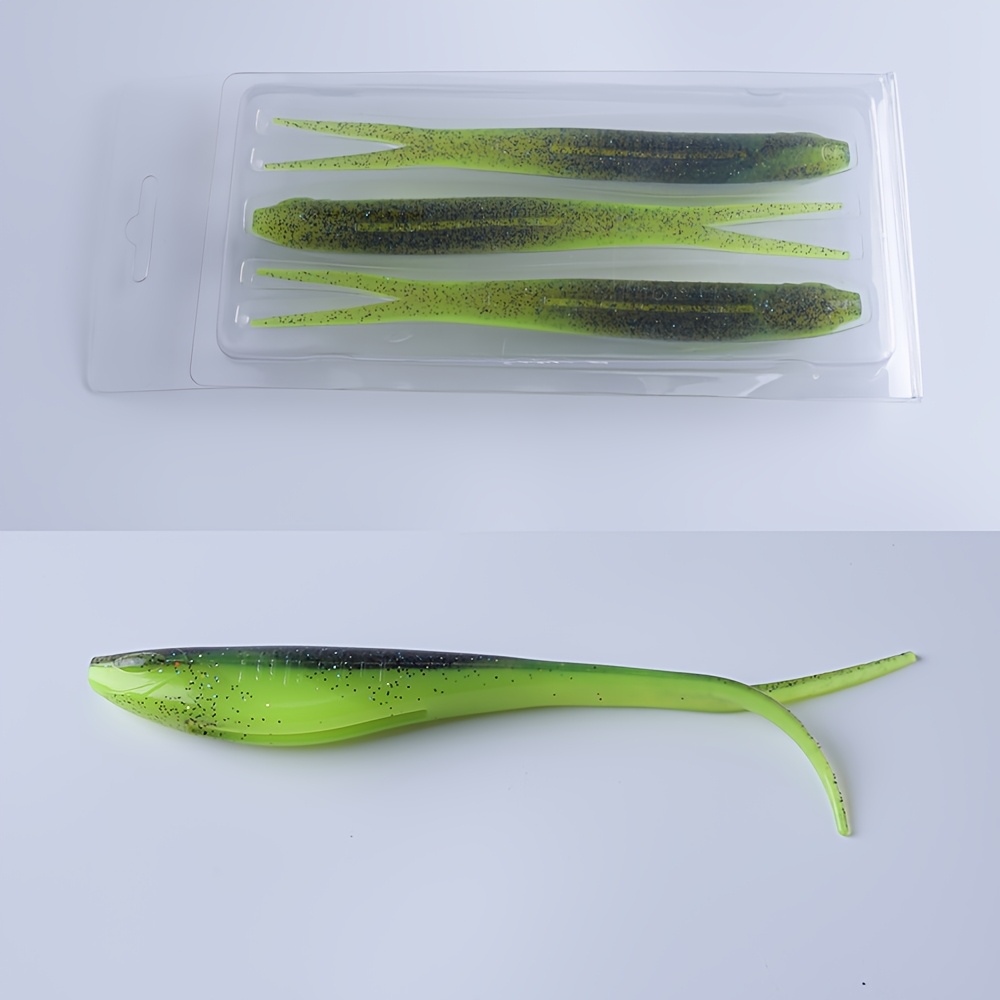 3pcs Johncoo Soft Fishing Lures, 18cm Tpe Material, Drop Shot Design, Floating, Durable,, Pouch-packaged, Fishing Accessory, Johncoo