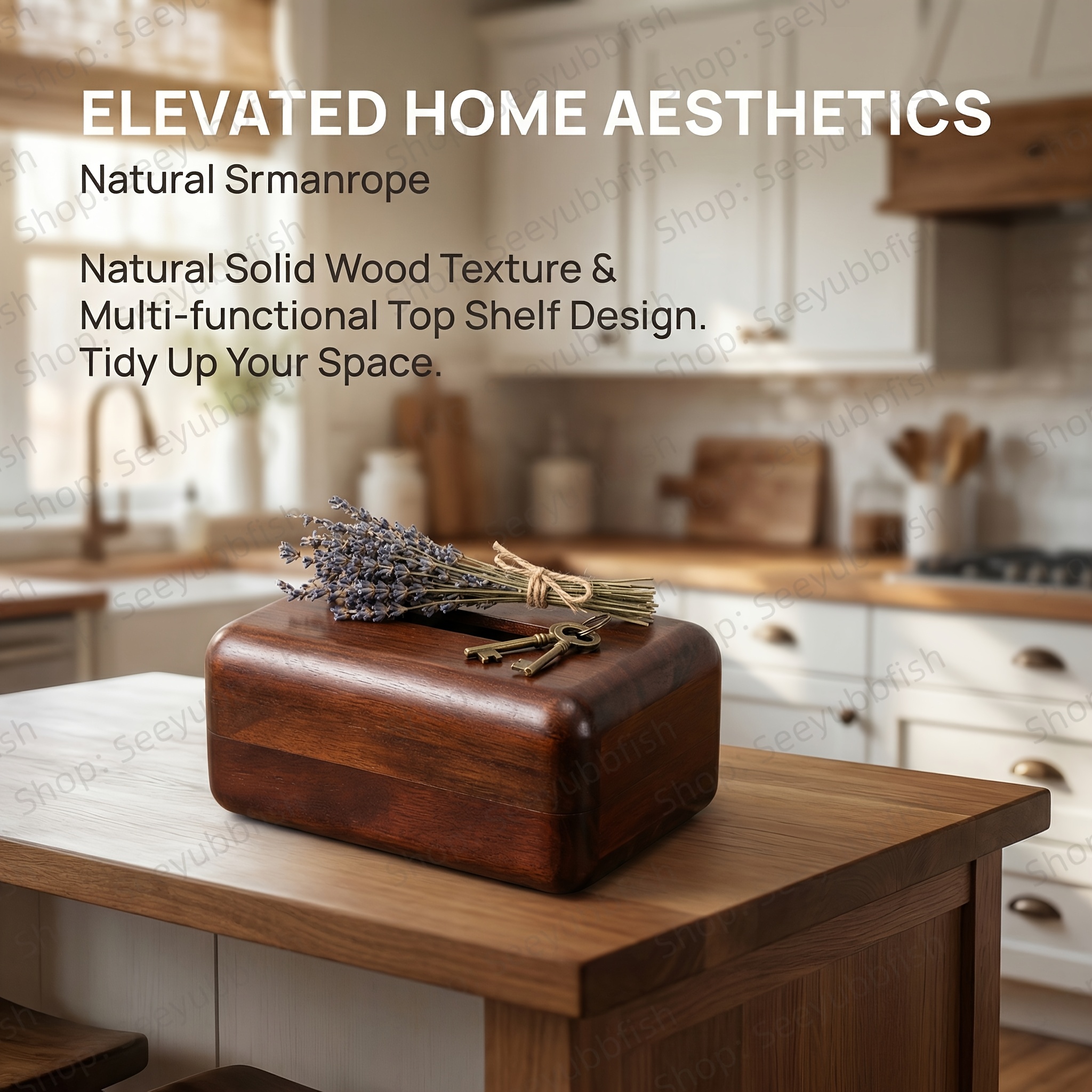 2026 New Model Natural Solid Wood Tissue Box | Large Capacity Compatible with Both Tissue And Roll Paper, Smooth Box Design Prevents Cuts