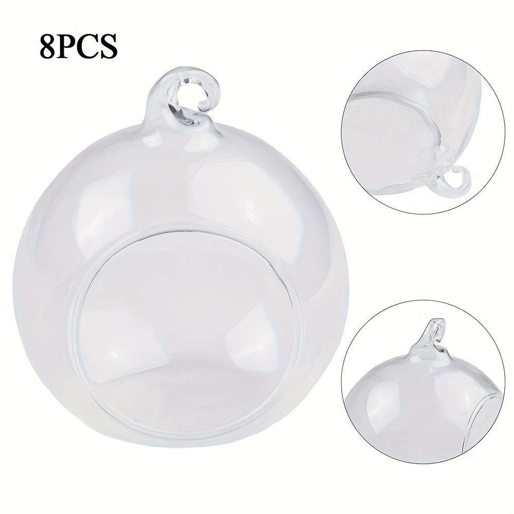 4/6/8pcs Succulent Glass Hanging Orbs, Transparent Glass Hanging Decor Bottles, Candle Decorative Covers, Candle Holder Balls, Round Glass Vases