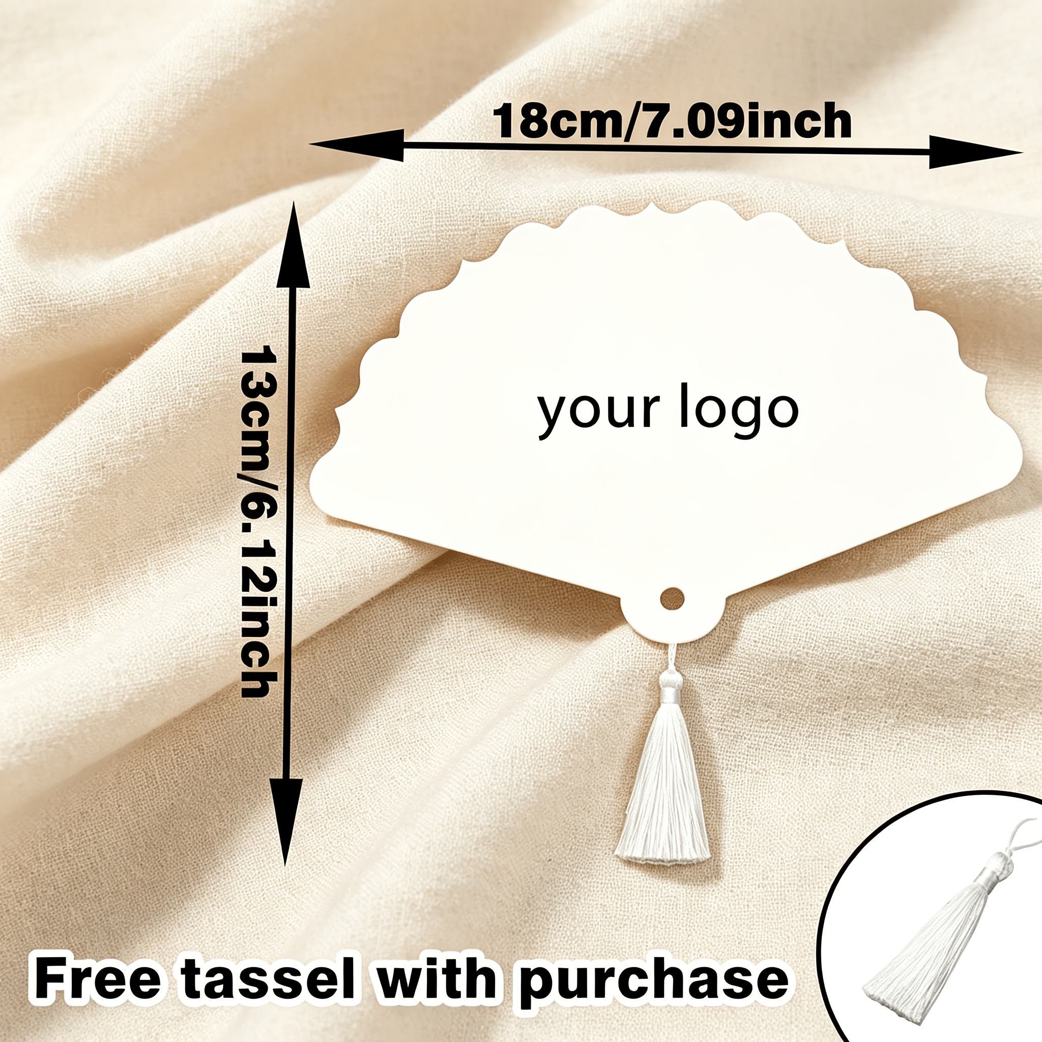 TEMU Custom Tassel Wedding Paper Fan With White Tassel Gift, Printable Name And Text, Wedding Guest Souvenir, Bridesmaid Shower Party Decorative Fan