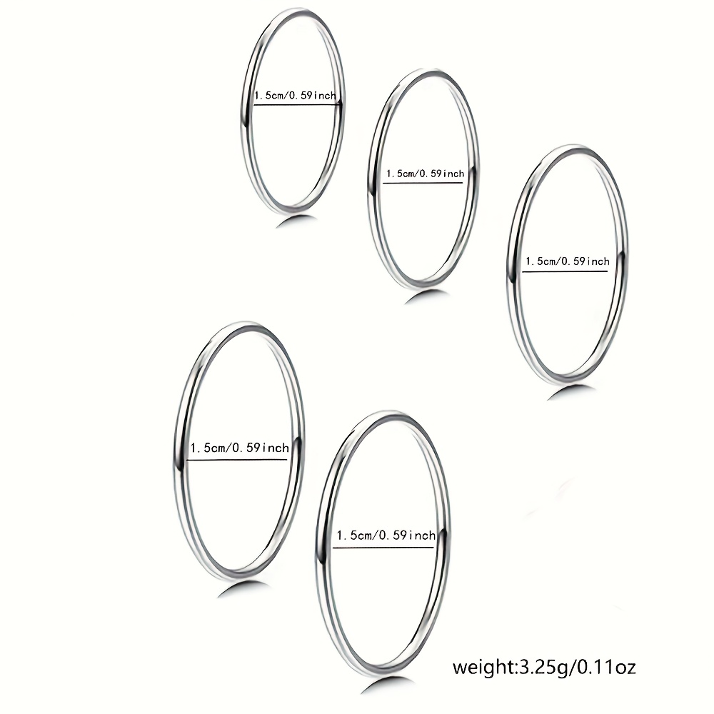 5pcs Minimalist Stainless Steel Stacked Ring Set