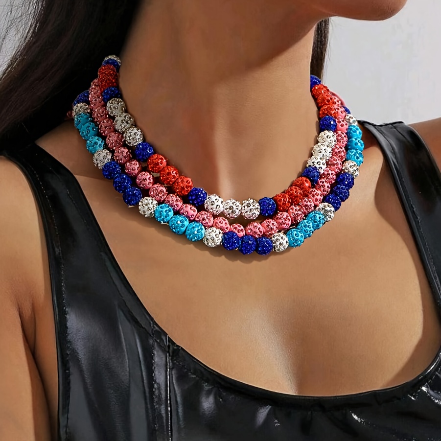 Yolev 12 Uds Collares De Bolas De Discoteca Collar De Plata Con