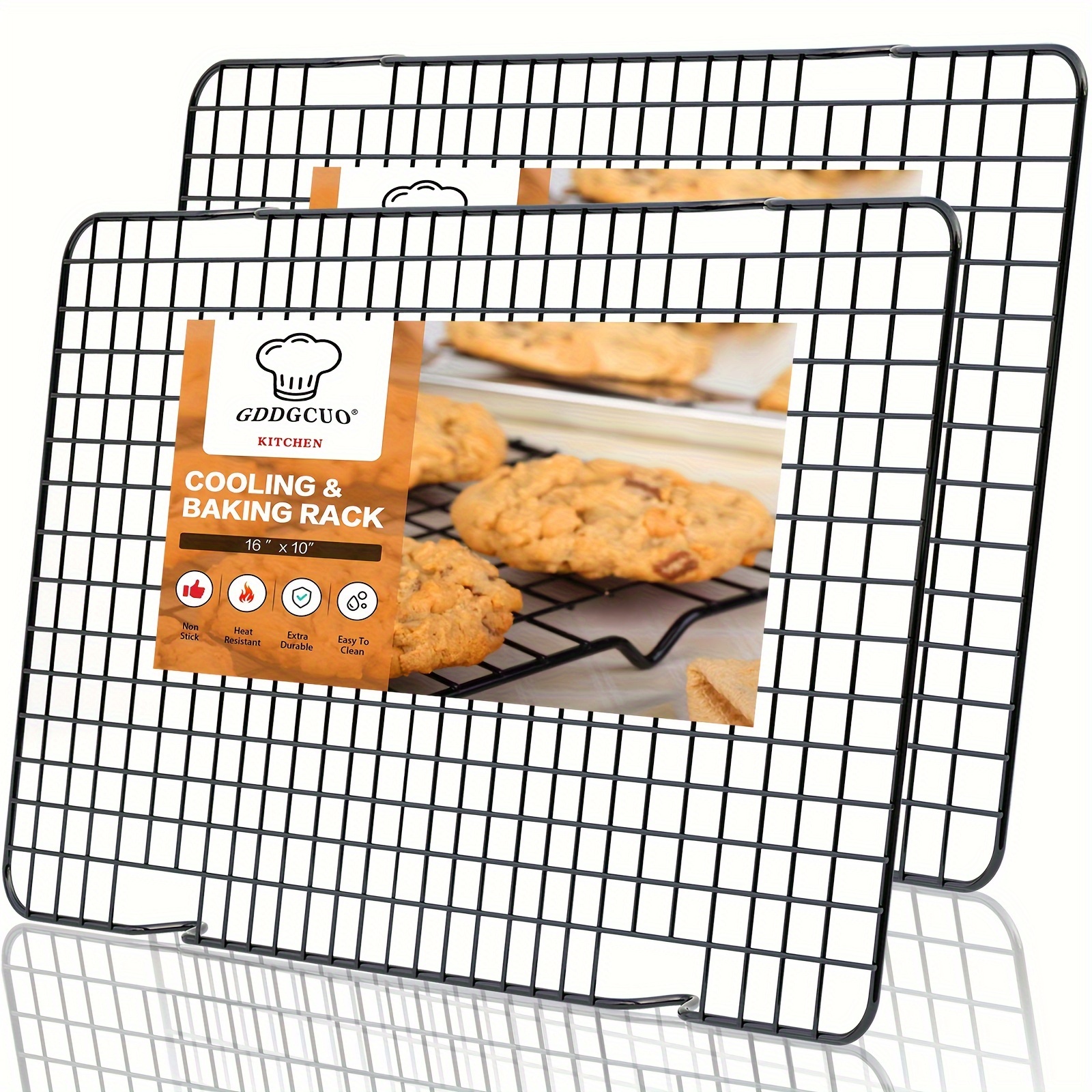 

2-piece Non-stick Stainless Steel Cooling Racks - Perfect For Baking, , Cakes & More | Food Safe Metal Wire Grids For Christmas & Thanksgiving