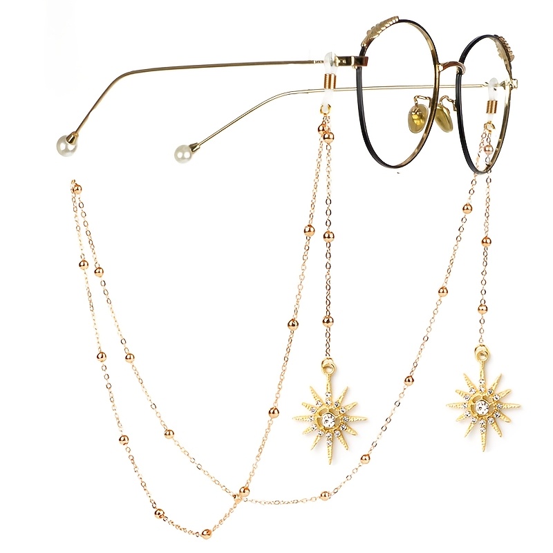 Image of Single Piece Rhinestone Starry Sky Pendant Glasses Chain Lanyard - Non-slip, Reading Glasses Strap Holder Eyewear Retainer With A Fashionable Design For Men And Women