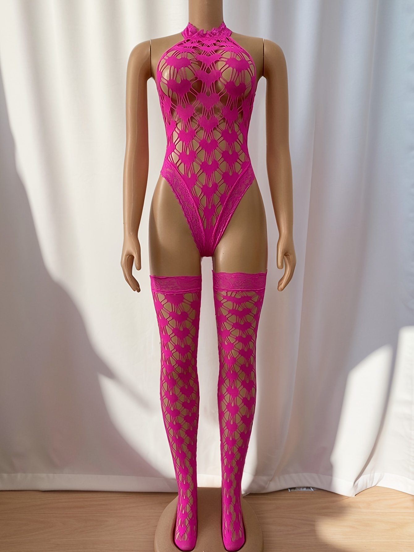 1pc women fishnet cover bodysuit hollow see cover