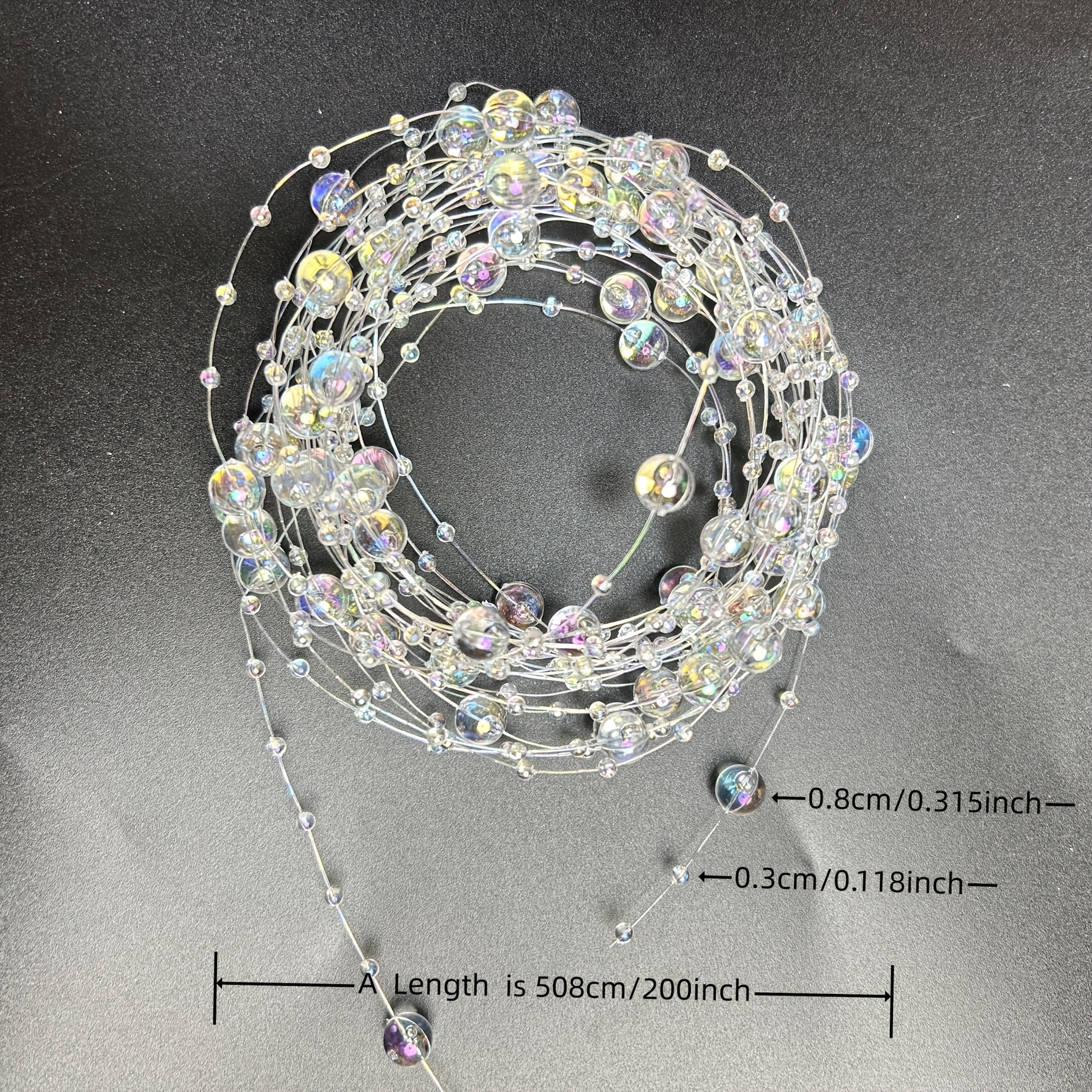 Image of A 508 Cm / 200 Inch Starry Transparent Round Acrylic Bead String For Bouquet Decoration, Suitable For Bridal Hair Additions, Wedding Parties, And Christmas Tree Gift Decoration Additions