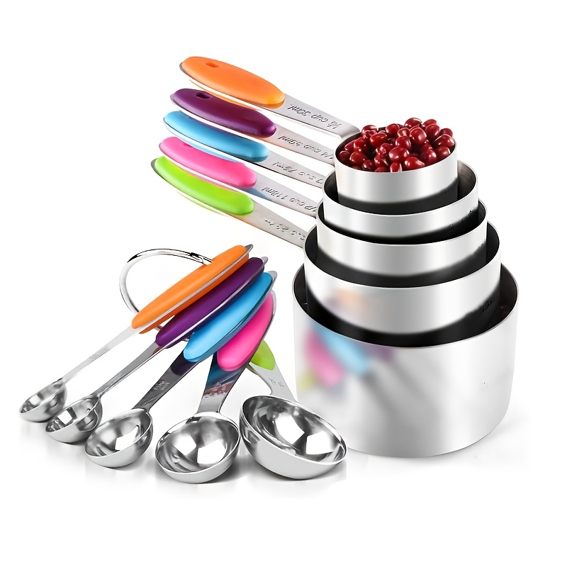 5 10pcs Stainless Steel Measuring Cups Spoons Set