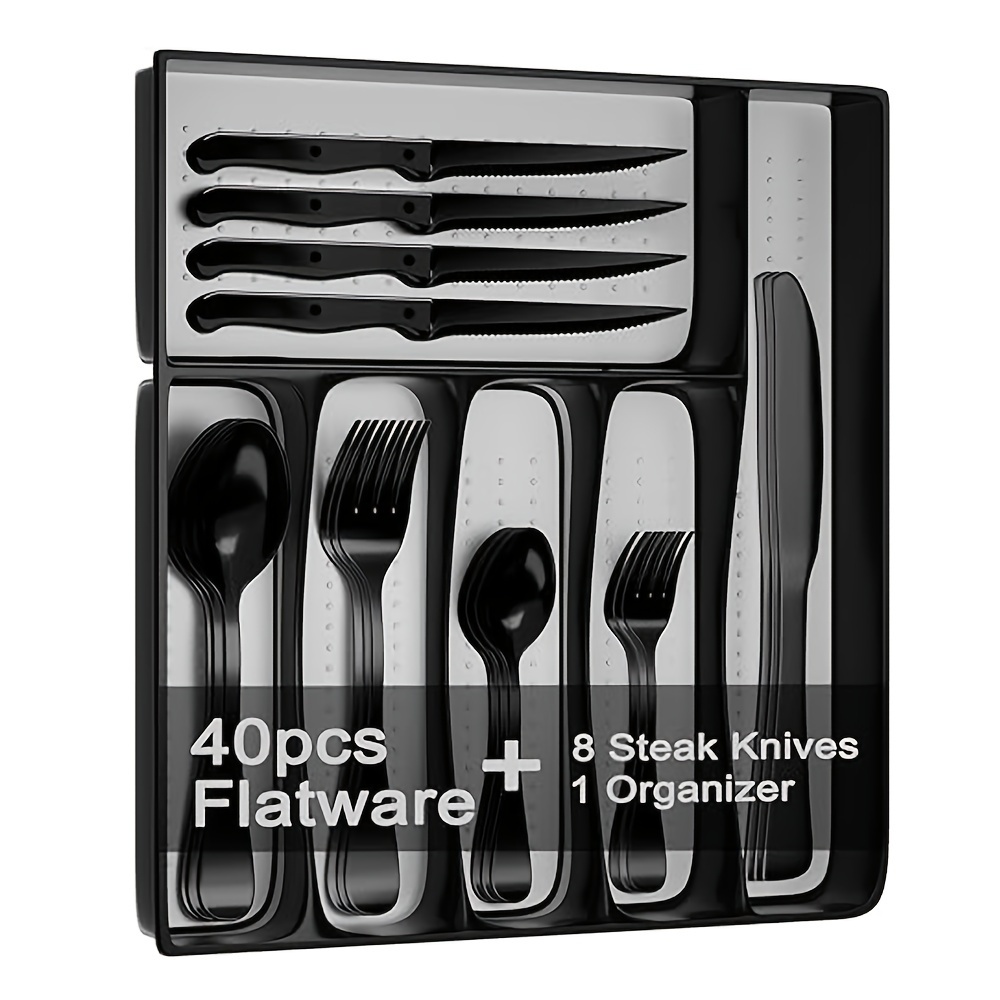 

48pcs Silverware Set, 8 People Stainless Steel Knives, Forks And Spoons Set For Hotel, Mirror Polished, Suitable For Gifts, Parties, Weddings, Parties