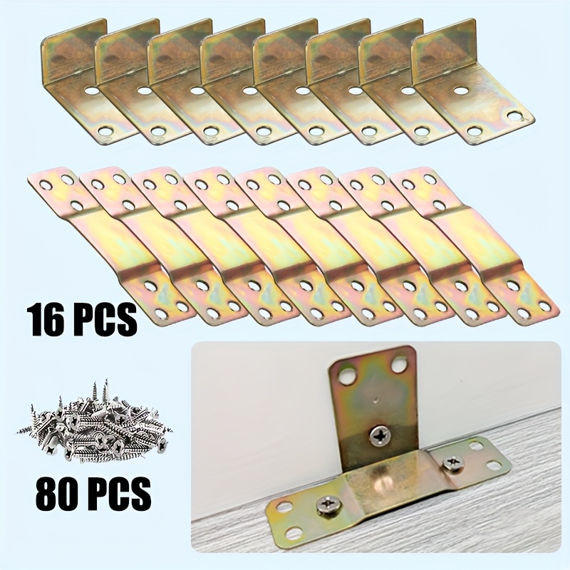 E-shop 48/96-teiliges Hochleistungs-Bettgestell-Befestigungsset – Enthält 8/16 Halterungen 40/80 Schrauben, einfach zu montieren, geeignet zum