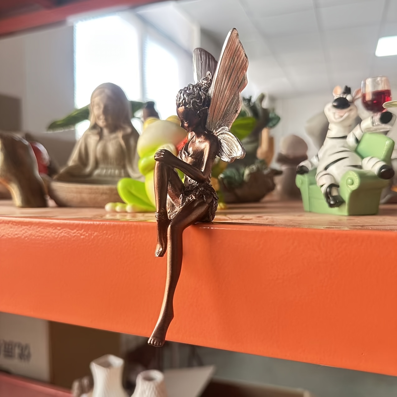 TEMU Seated Flower Fairy Resin Figurine, Bohemian Style Vintage Fairy Statue, Outdoor Garden Yard Decor, Desktop Micro Landscape Ornament, Spring