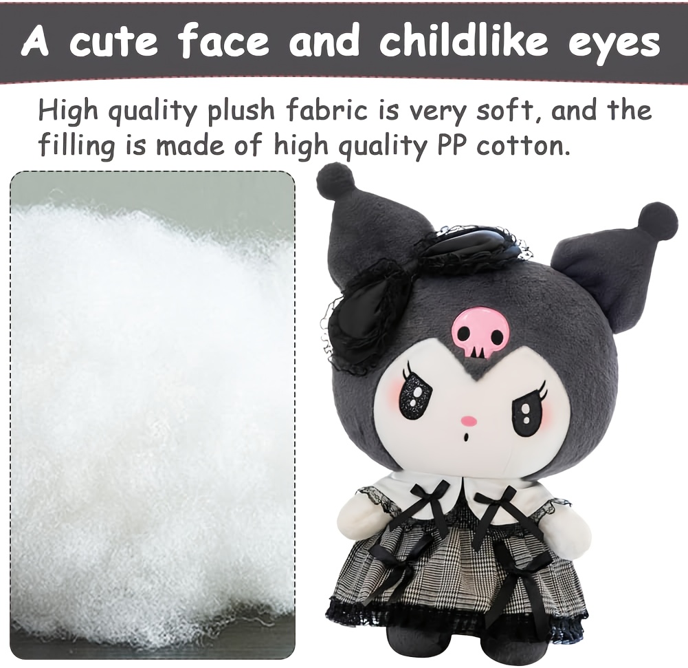 Jucărie de pluș Kuromi de Halloween de 35 cm, decor adorabil și înfricoșător Sanrio Goth și cadoul perfect pentru zilele de naștere din octombrie