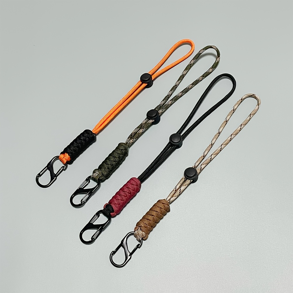 4pcs Handmade Braided Nylon Keychain With Wrist Hook - Outdoor Key Holder For Hiking, Camping & Everyday Use, Camping Accessories