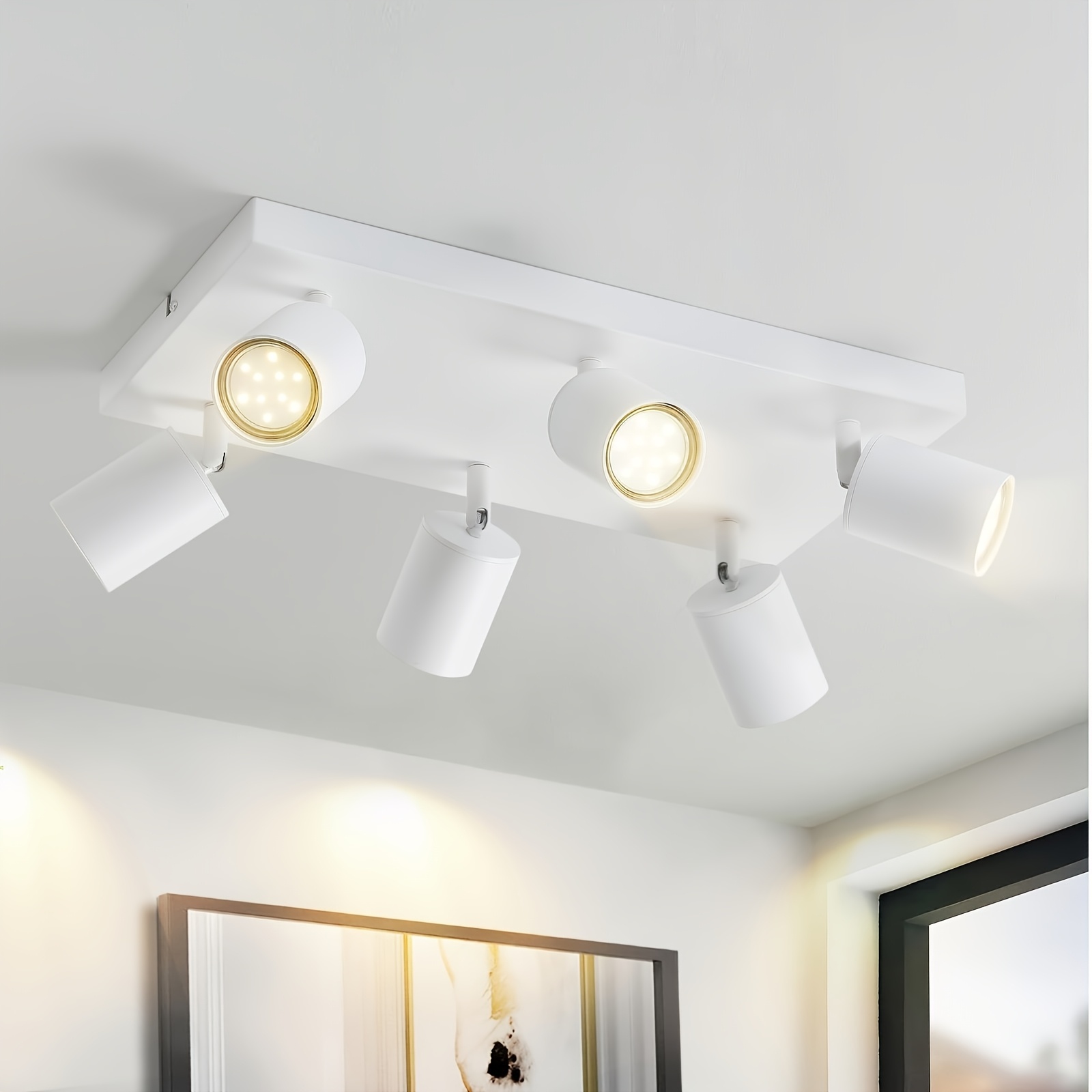 TEMU Ceiling Light In White/black With Gu10 Spotlight, 4/6 Flames, 330° Rotation, Suitable For Living Room, Bedroom, Kitchen (bulb Not Included),