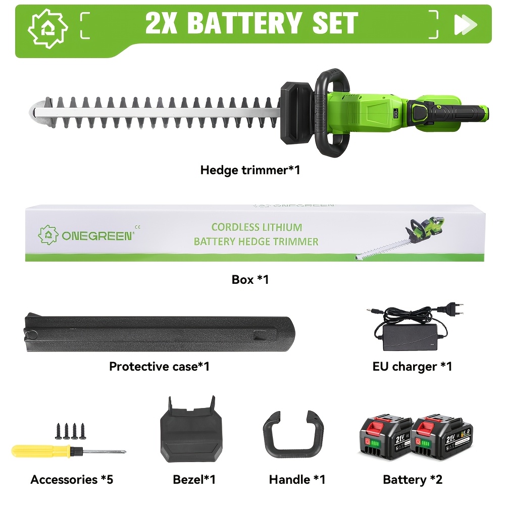 Electric Hedge Trimmer Set, Cordless Hedge Trimmer, 510mm Double- Electric Branch Trimmer, Suitable For Garden And Shrub Hedge Trimming, Compatible With Onevan Batteries