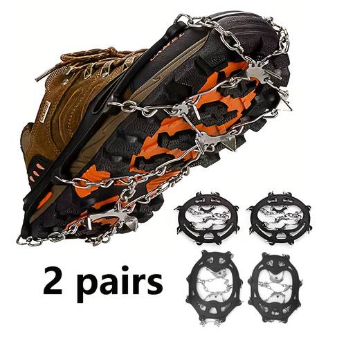 cleras de hielo antideslizantes de 10 dientes mejoradas para invierno, aptas para senderismo, esquí, superficies de hielo, pesca en hielo de invierno, unisex (tallas 35-45)