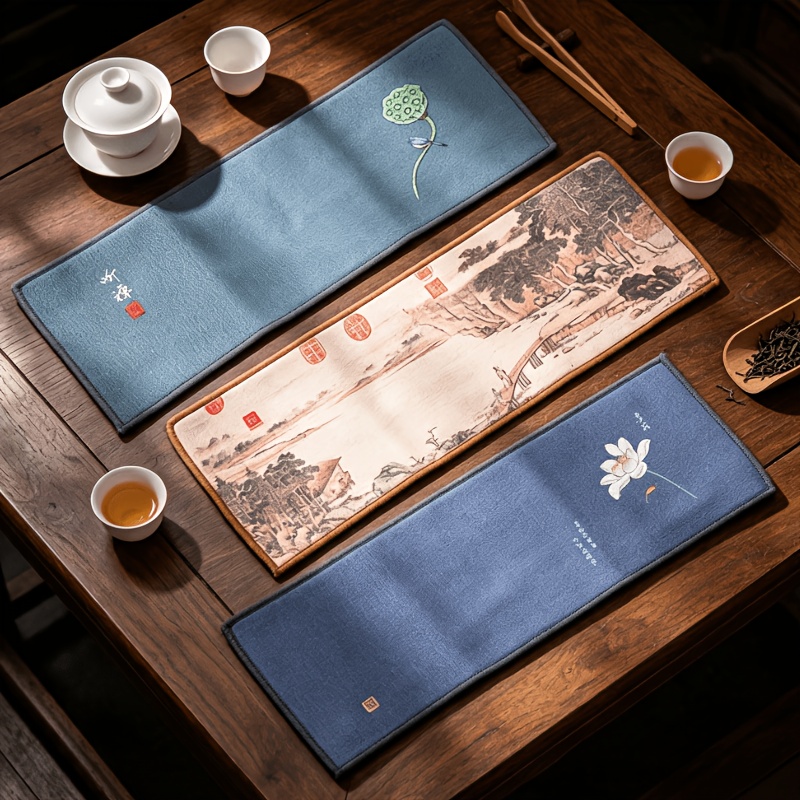 TEMU 3pcs Soft Tea Towels, Chinese Tea Ceremony Additions, Cloths For Cleaning Tea Table, Wiping Teacup Teapot, Holiday Hand-present Gifts
