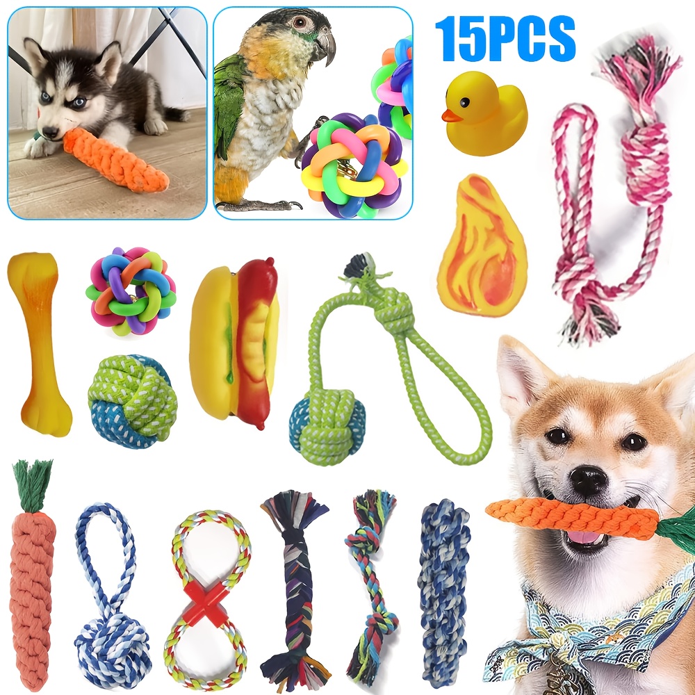 15 Pack Blend Rope Dog Toys for All Breed Sizes