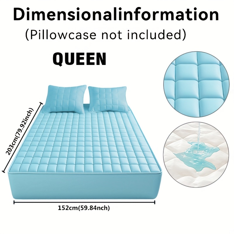 TEMU 1pc Cooling And Comfortable 100% Waterproof Mattress Protector, Cooling Mattress Pad Cover, Thickened Quilted Mattress Protector Layered Fitted