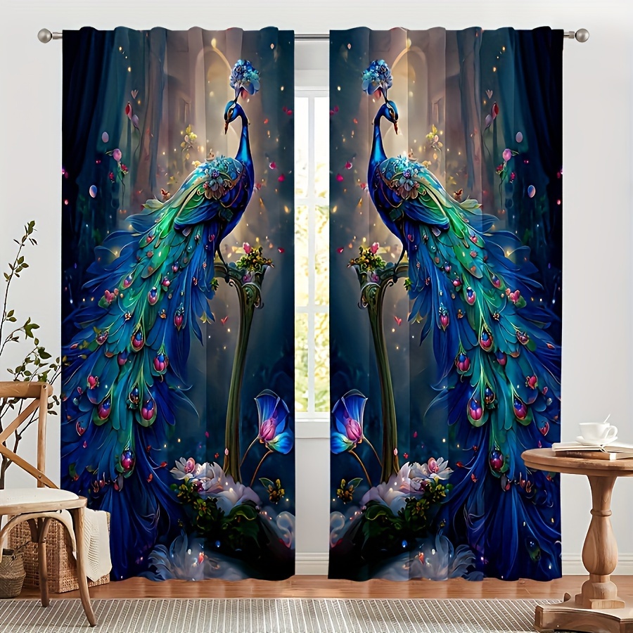 

2pcs Pattern Curtains, Rod Pocket Decorative Window Drapes, Window Treatments For Bedroom Living Room, Home Decoration, Room Decoration