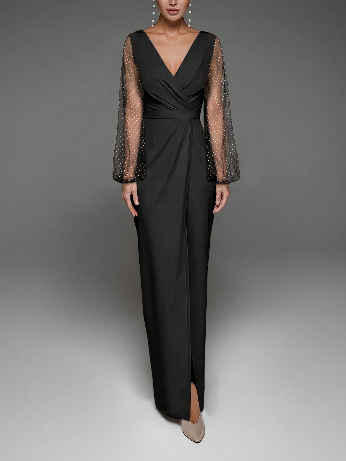 womens sheer v neck long sleeve wedding bridesmaid dress - Temu Bahrain
