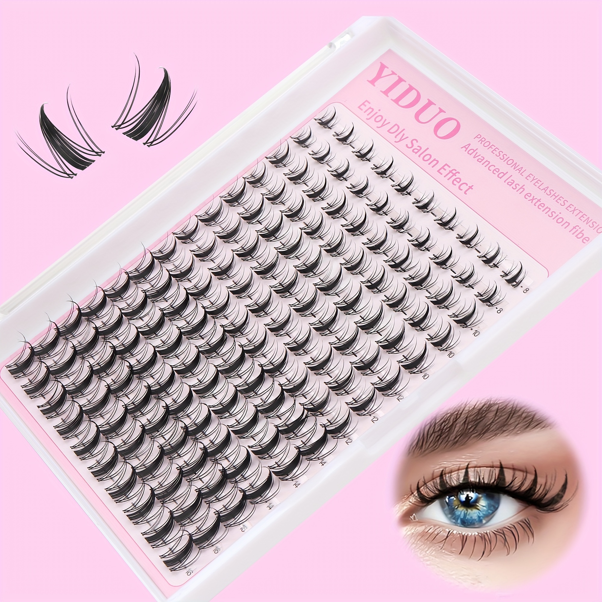 

140pcs Yiduo Self-adhesive Eyelash , 8-16mm Wide Range, Cartoon & Thin Invisible Lash Strips, Diy Lash Extension, Easy Home Use, Women's Eye Makeup, D, Beginner Friendly, Reusable