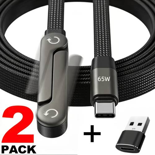 65w fast charging phone charger cable type c 2 in 1 folding charging cable built in phone stand charging cable with usb adapter