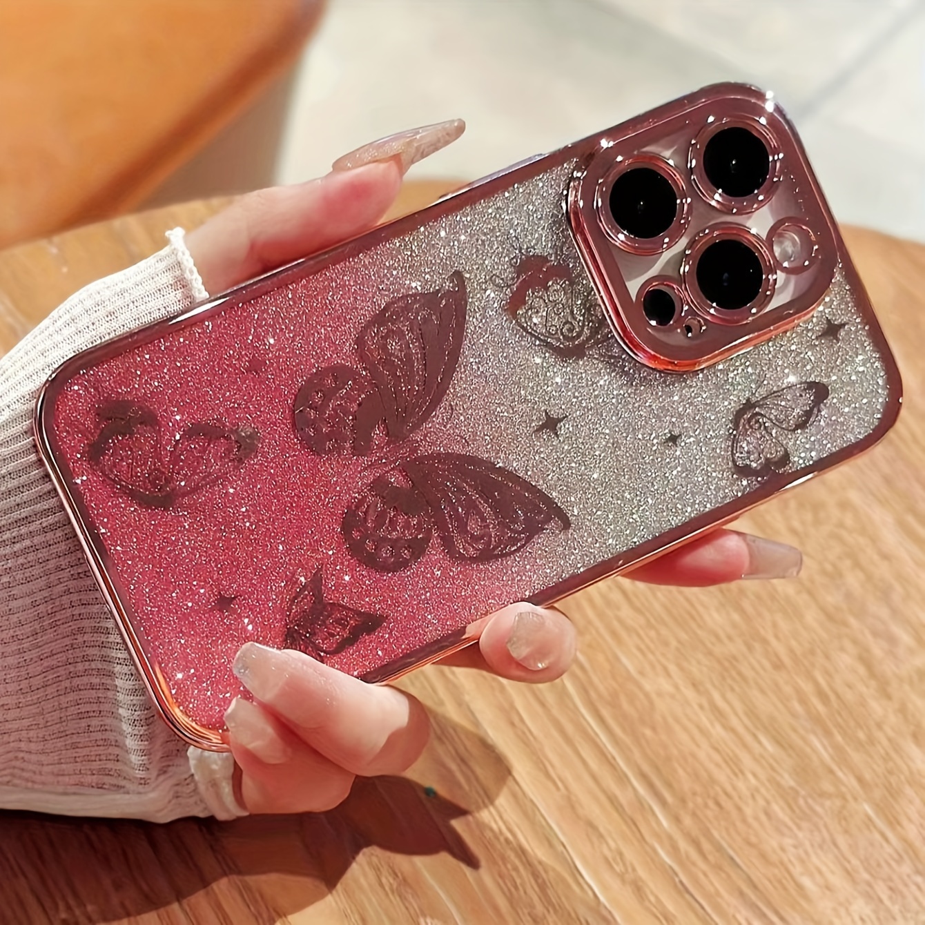 tpu luxury electroplating butterfly elegant creative mobile phone case is suitable for iphone11 13 13promax e14promax 15promax details 5