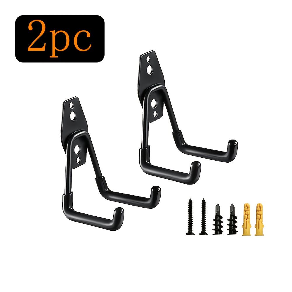 

2pcs Heavy-duty Steel Garage Hooks - , Industrial Style Wall Mount For Tools & , Black