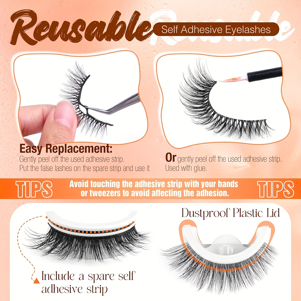 5 pairs self   false eyelashes no   cat eye mink lash extensions reusable press   with c   natural   styles for beginners pros eyelash accessories beginner friendly lashes   enhancing lashes fluffy texture lashes details 4