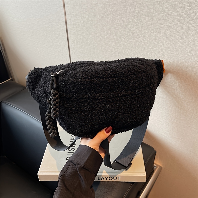 TEMU Sac banane pour femme avec sangle réglable et fermeture éclair à pompon - Sacoche unie à bandoulière pour voyage, , lavable à , pour vacances,