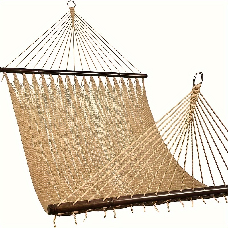 

Lazy Daze 10 Ft Double 2 Person Caribbean Rope Hammock, Hand Woven Polyester Hammock With Spreader Bars, Extra Large Outside Outdoor Backyard Patio Poolside Hammock, 450 Lbs Capacity, Tan