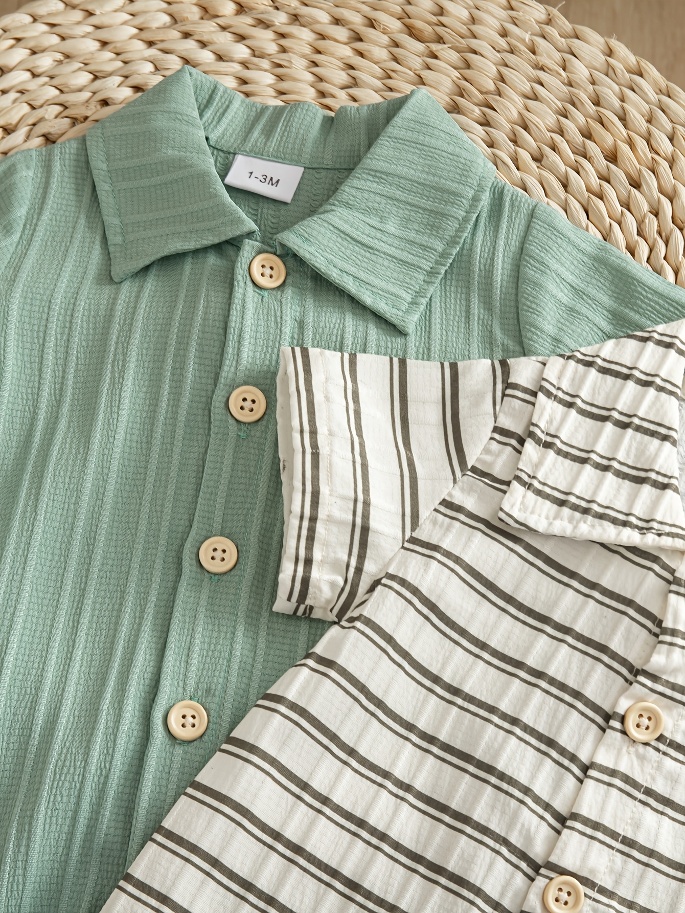 Baby boy striped shirt on model