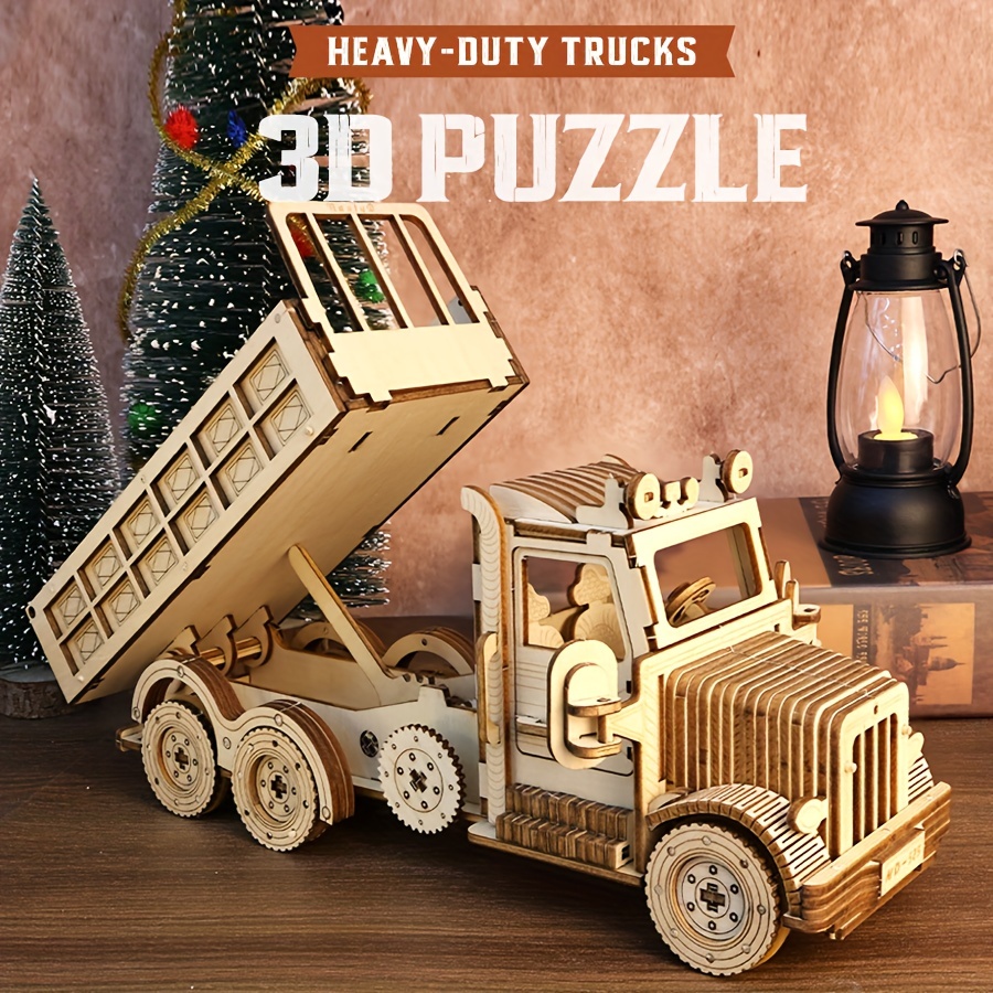 

3d Jigsaw Heavy Truck Simulation Wooden Car Model Decoration Toys