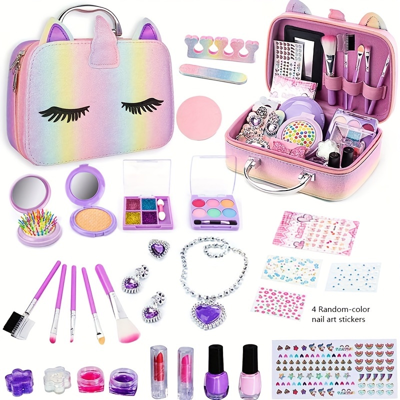 

Makeup Kit For Girl With Cosmetic Makeup Bag - Real, Non Toxic, Washable Makeup Gift Set - Birthday, Easter, Mothers' Day, Girls' Day, Christmas Gifts For Women Girls Makeup Vanity