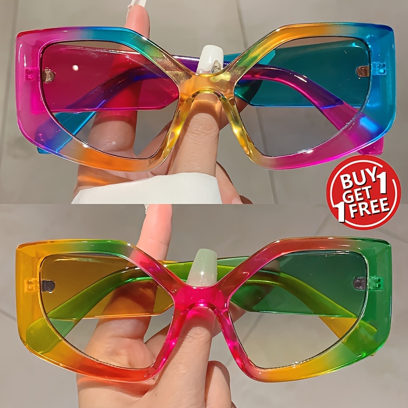 

2 Paires de tendance pour femmes, avec des de couleurs, un style , des verres en gelée de couleur noire et des dégradés de couleurs, pour les fêtes et les .
