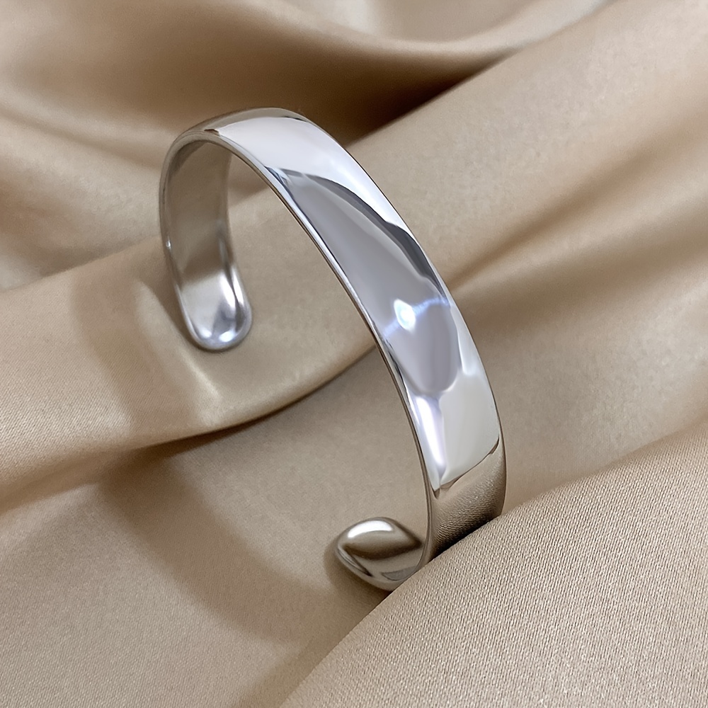 TEMU Simple Open Adjustable Bangle Bangle Bangle Bracelet, Stainless Steel Smooth Curved Bangle Bangle Bangle Bracelet - Stylish Stackable Jewelry
