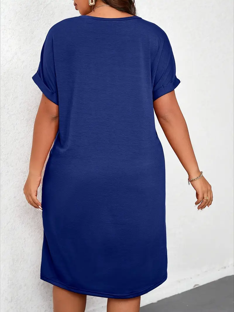 plus size navy blue t shirt dress Woman Within Perfect Short-Sleeve V-Neck Tee Dress