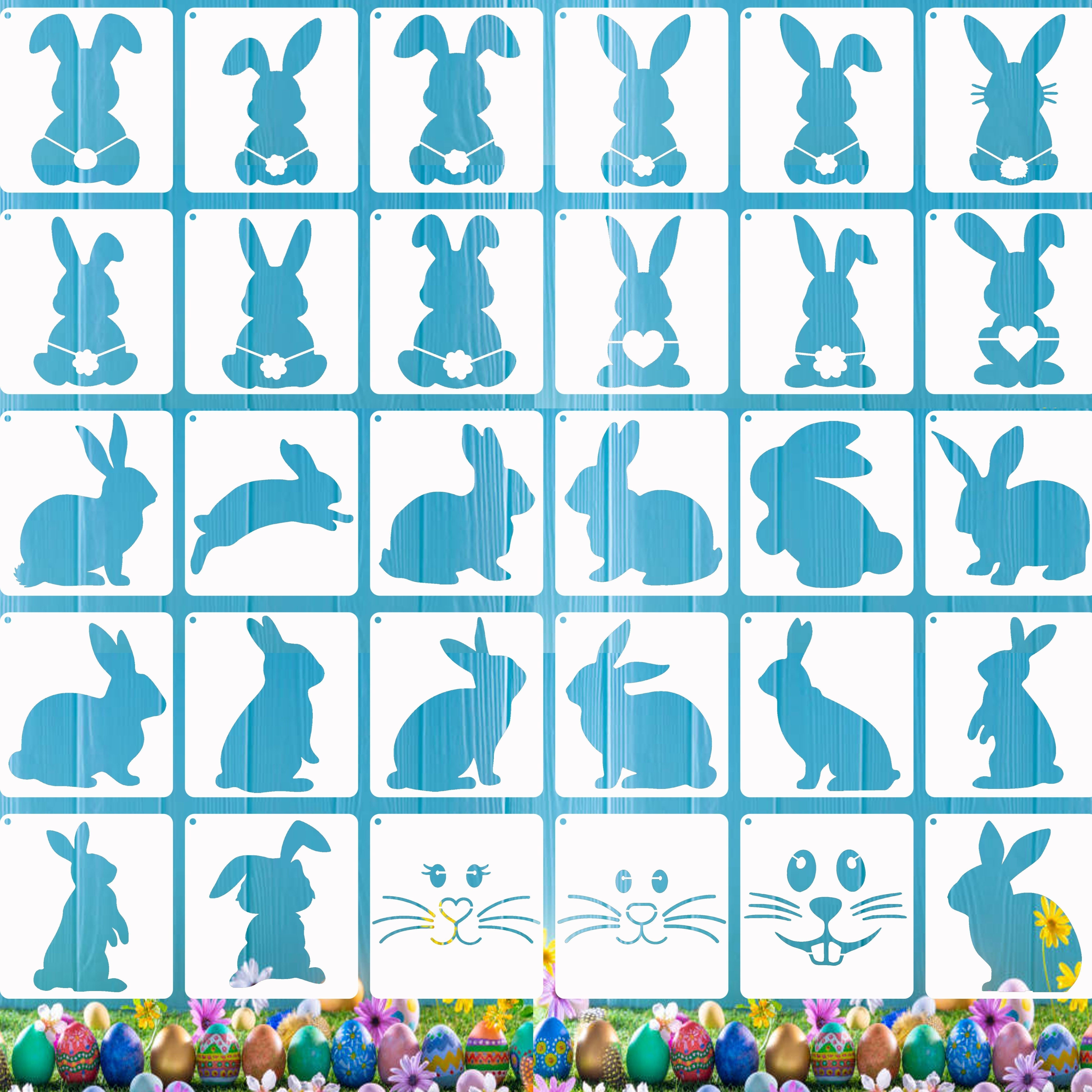 

Reusable Easter Stencils For Wood, Walls & Fabric - White Plastic Craft Templates For Diy Easter Decorations